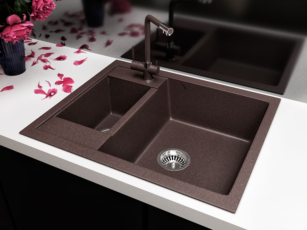 Гранитная кухонная мойка Lexona Omnia Compact коричневая