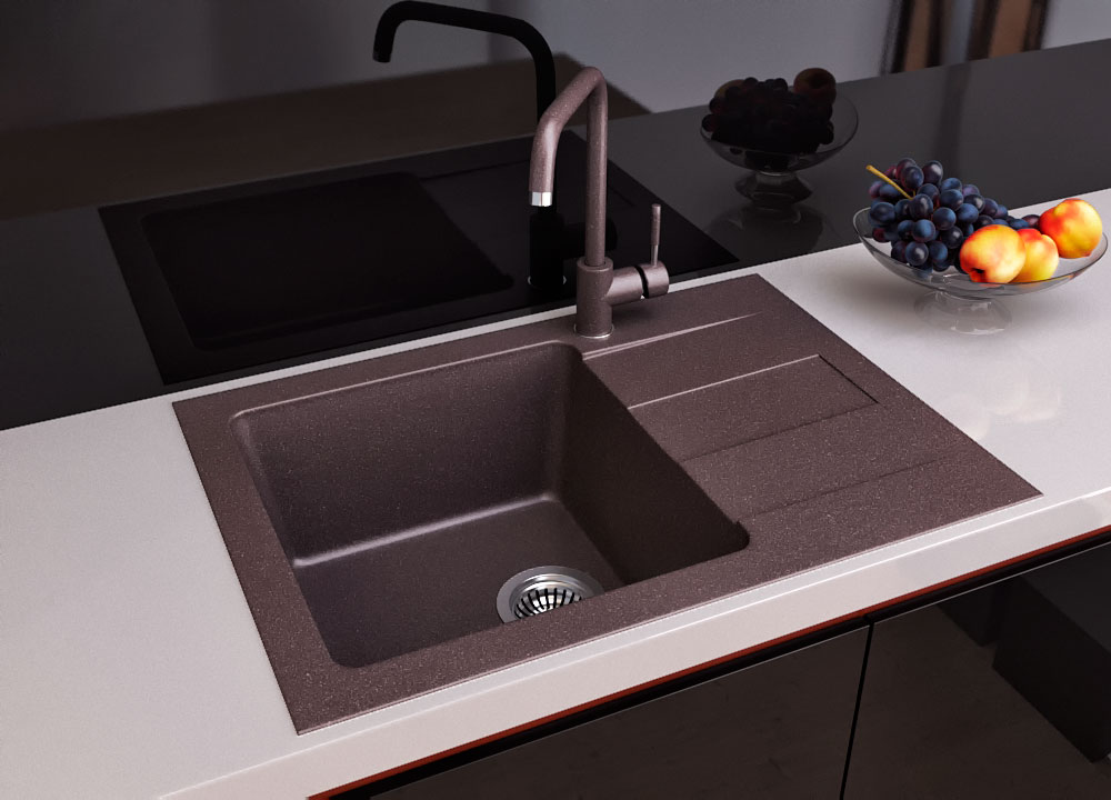 Гранитная кухонная мойка Lexona REYN Compact коричневая