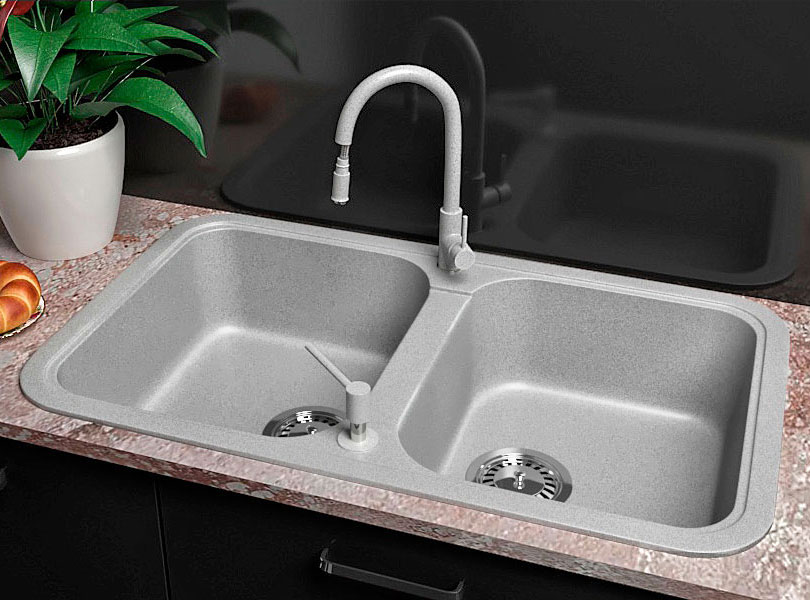 Гранітна кухонна мийка Lexona ROYAL сіра
