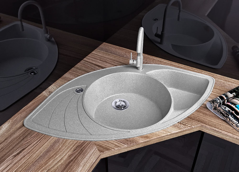 Кутова кухонна мийка Lexona SEVELIN сіра