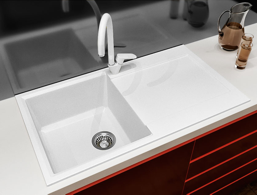 Гранітна кухонна мийка Lexona SOFIA біла