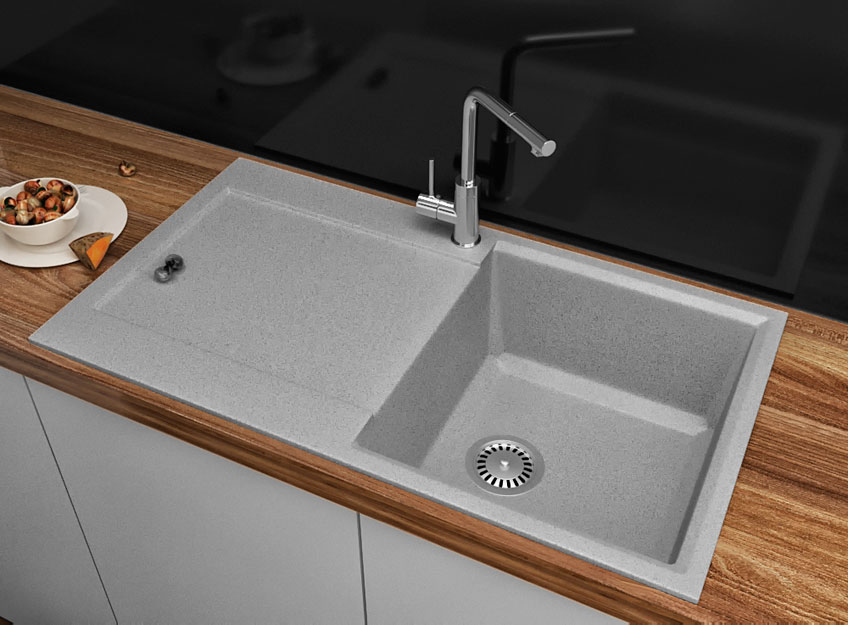 Гранітна кухонна мийка Lexona SOFIA сіра
