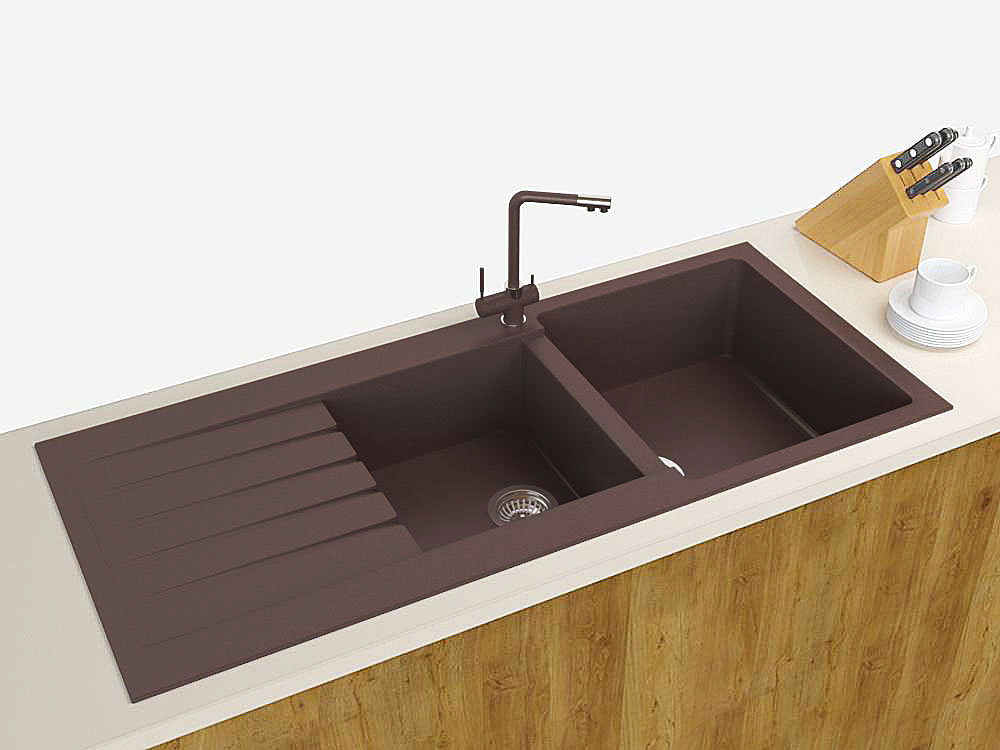 Гранитная кухонная мойка Lexona Status коричневая