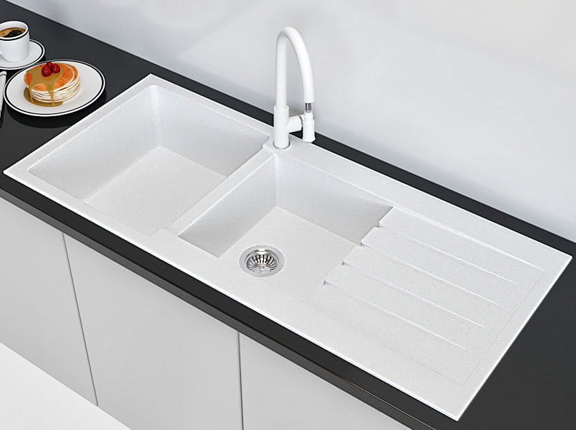 Гранітна кухонна мийка Lexona Status біла