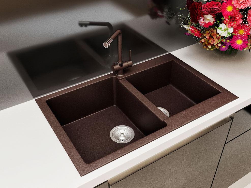 Гранитная кухонная мойка Lexona Status Compact коричневая