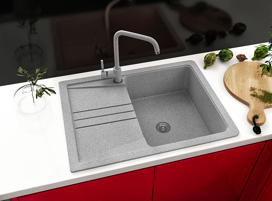 Гранітна кухонна мийка Lexona ULTRA COMPACT сіра