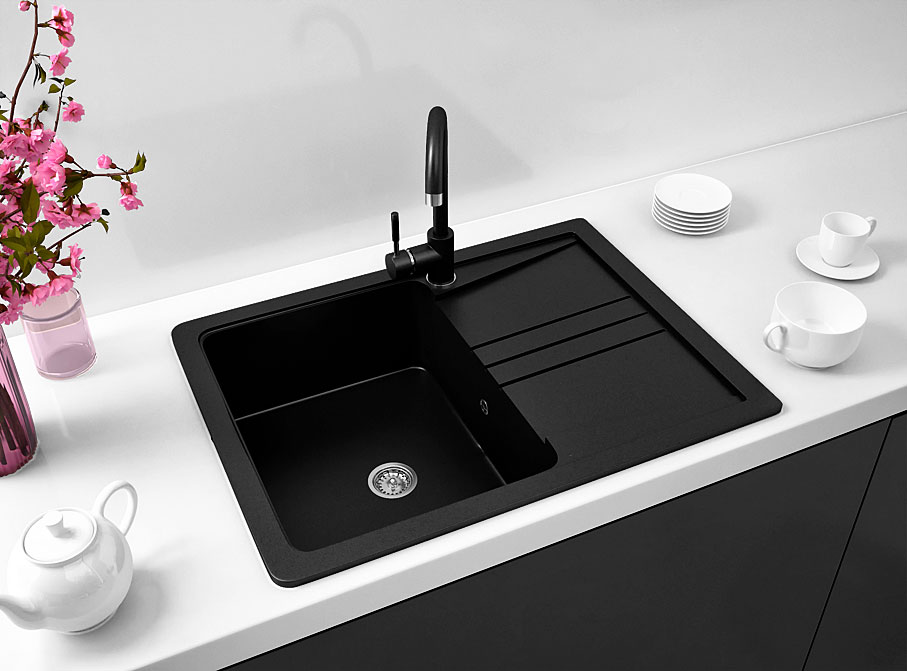 Гранітна кухонна мийка Lexona ULTRA COMPACT чорна