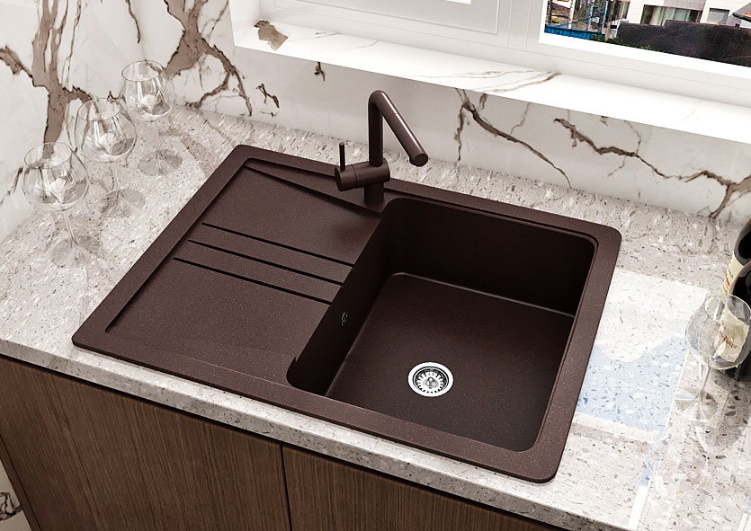 Гранітна кухонна мийка Lexona ULTRA COMPACT коричнева