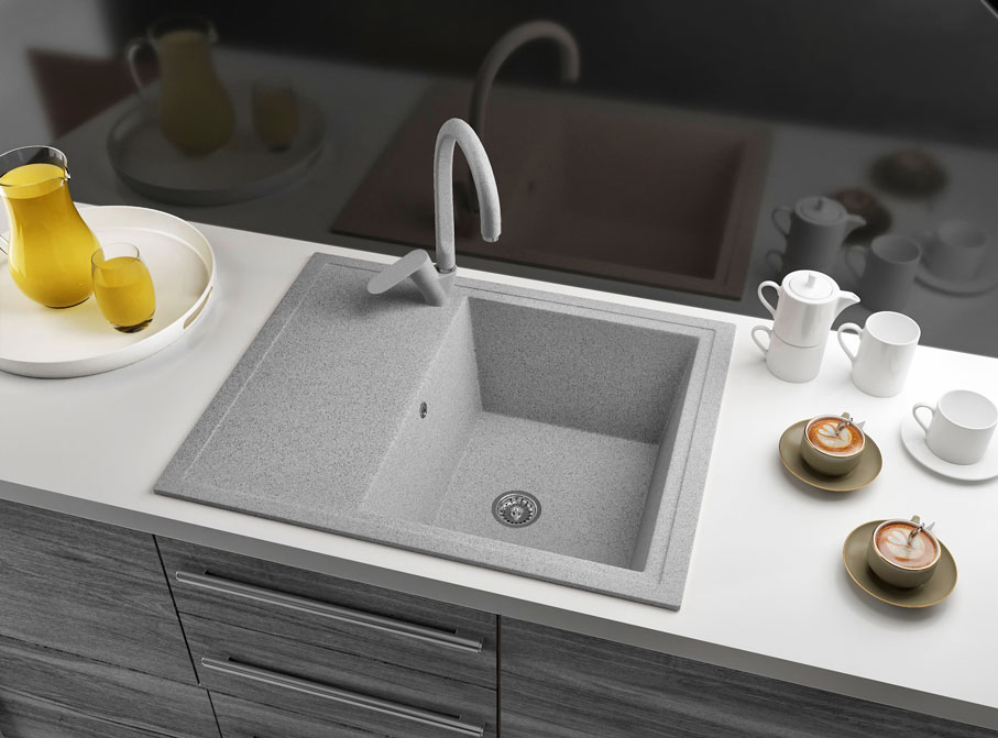 Гранітна кухонна мийка Lexona VIVA сіра