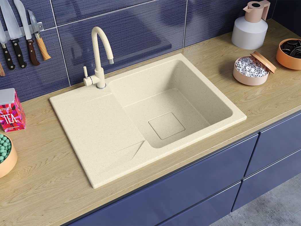 Гранитная кухонная мойка Lexona Neva Compact бежевая