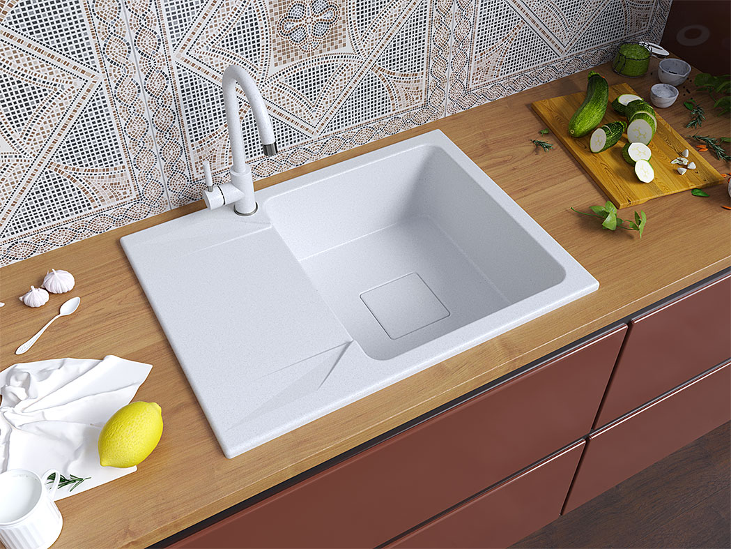 Гранитная кухонная мойка Lexona Neva Compact белая