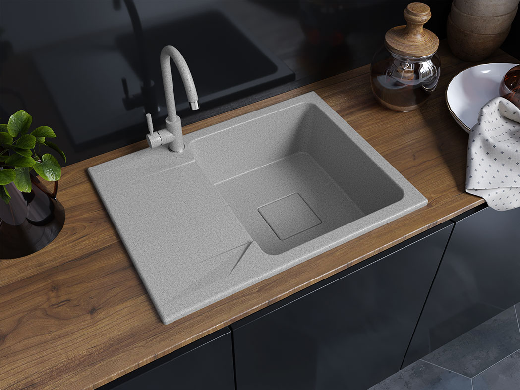 Гранітна кухонна мийка Lexona Neva Compact сіра