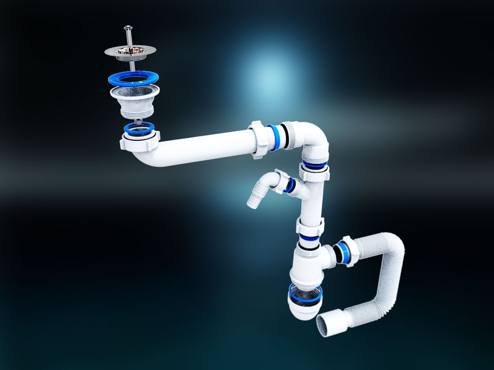 Сифон эконом место, для раковины, умывальника  STATUS 0781 с подключением стиральной машины